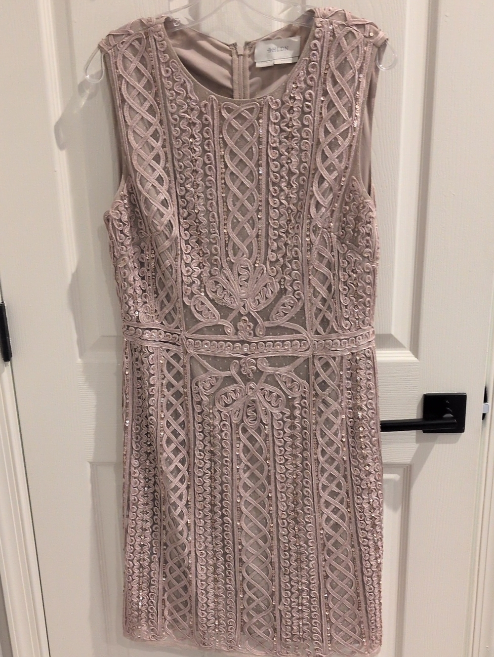 BHLDN Quartz Rose Sequin Champagne Dress Size 14